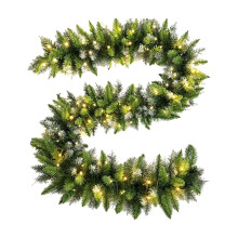 Rea! Upplyst julgirlang med LED-ljus, gröna konstgjorda tallbarr - Kompatibel med juldekorationer, vintermantel, bordsskiva, veranda