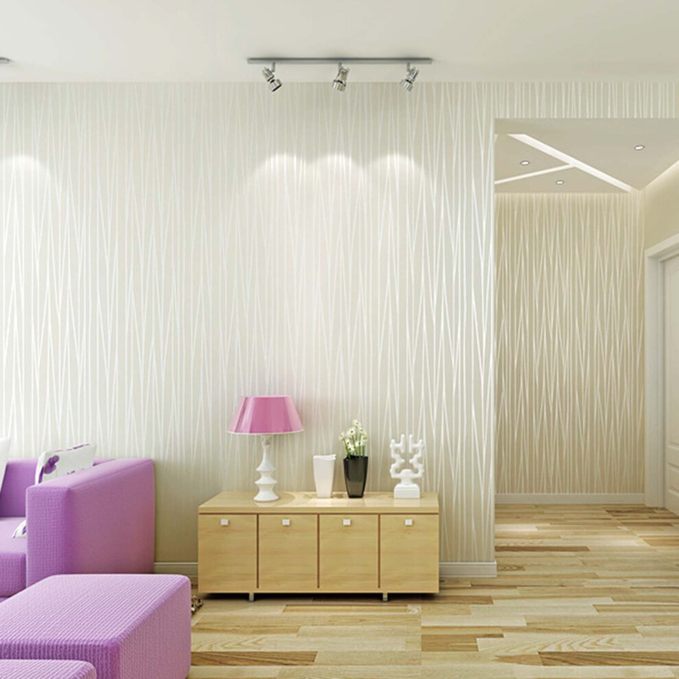 Yifudd 53X910cm Modern Non-Woven Wallpaper Roll Glitter Stripe Textured Flocking Striped Wallcoverings For Bedroom Living Room 9173940050877