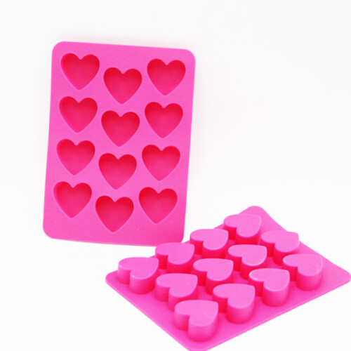 Silikonisform, hjärtformade isbitsformar, rosa