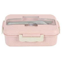 XIUH Keukenbenodigdheden, Keukengereedschap Magnetronrietje Bento Lunchbox Lepel Voedselbewaarcontainer + Eetstokjes (Roze)