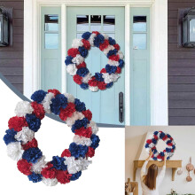 Liquidación de decoración Begine Garland, Hortensia artificial Día de la Independencia Americana, Corona circular de enredadera de hortensia
