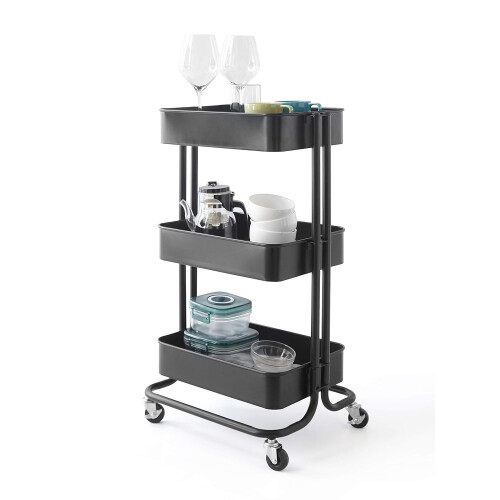 3-stöckiger Rollwagen, Schwarz