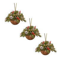 Ciseáin Chrochta Nollag LKWLPD3 phíosa le cóin ghiúise agus caora sioctha, comhoiriúnach le crann Nollag, maisiúcháin crochta scátháin