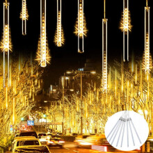 Kerstverlichting voor buiten, boom, sneeuwval, LED-lampjes, druipende ijspegels, vallende sterren, 12 inch, 8 buizen, meteorenregen, vallende