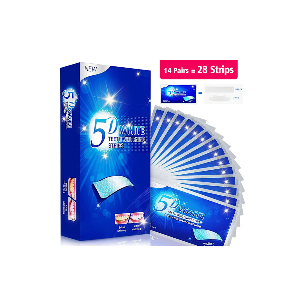 7/14/28 Pairs Teeth Whitening Strips, 5D/9D Whitener Strips Reduced Sensitivity White Strips for Teeth Whitening 9D 21pairs