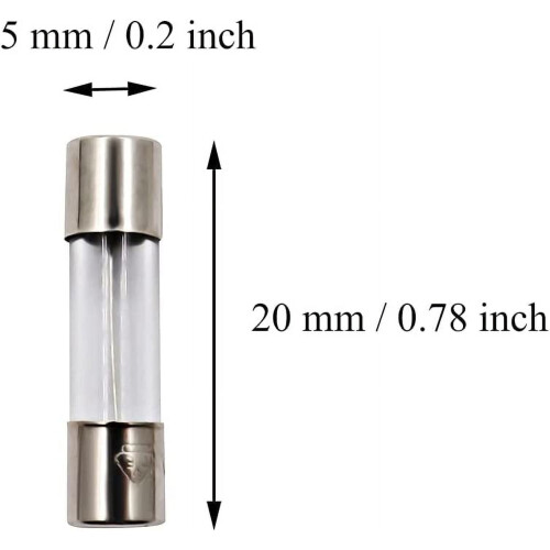 Pacote com 10 fusíveis de vidro F8AL de ação rápida, 8A, 8A, 125V, 0,2x0,78 polegadas / 5x20mm (125 Volts) (F8A) 1