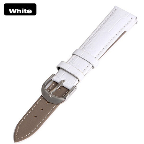Pulseira de relógio com design retrô elegante em couro PU branco, 20 mm