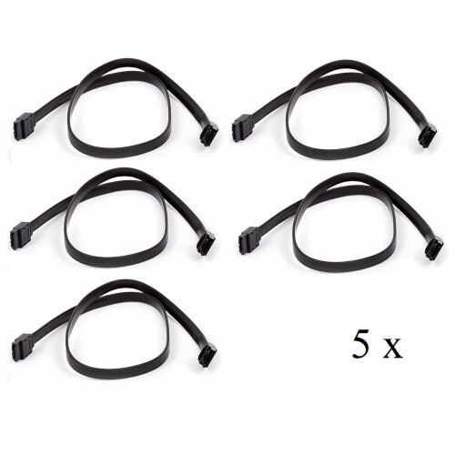 Cabo de dados SATA3.0III SATA3SATAiii6Gb/s de 5x18 polegadas (50 cm) para HDD, disco rígido e SSD - Preto