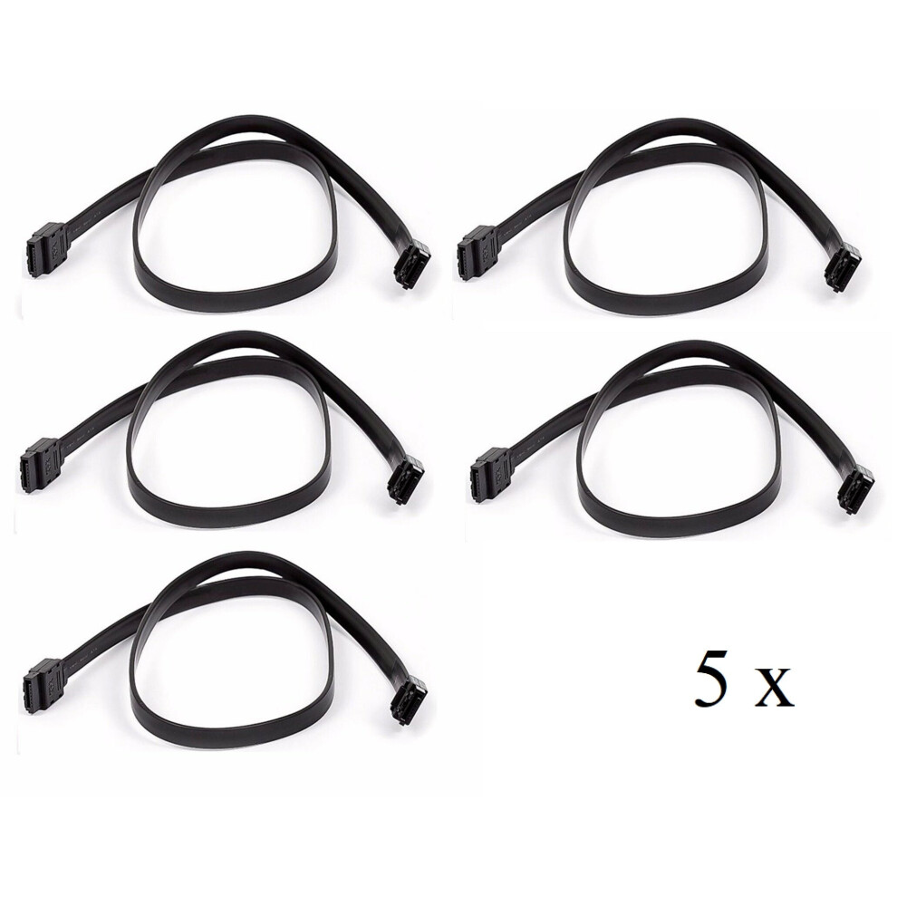 5 X 18Inch Sata 3.0 Iii Sata3 Sataiii 6Gb/S Data Cable Wire 50Cm For Hdd Hard Drive Ssd- Black 9448196086933