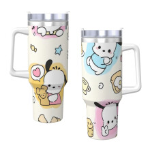 Vakuově izolovaný hrnek Pochacco 40 oz H2.0 z nerezové oceli s víčkem a brčkem na vodu, ledový čaj, kávu nebo smoothie