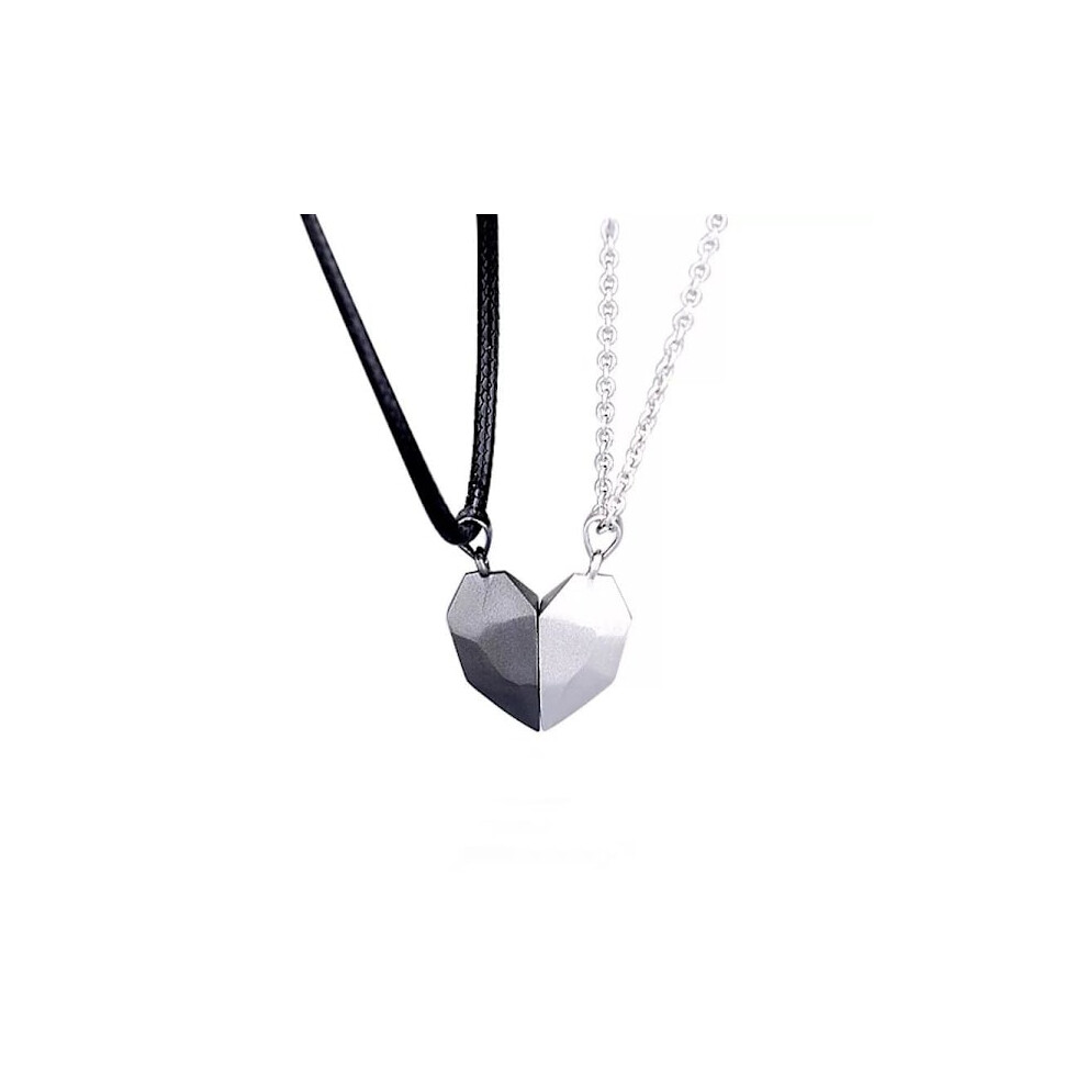 Pcs Couple Necklace Couple Necklace With Magnetic Heart Black/Silver 9004841131610