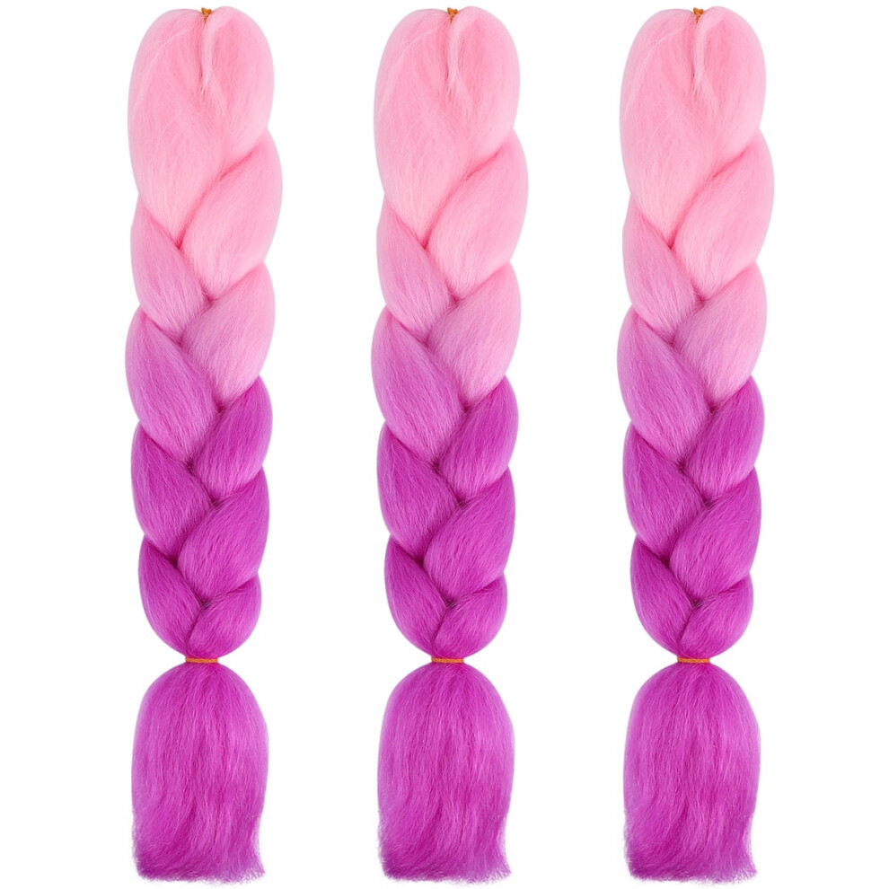 Unisex Pink,Purple Eease 3Pcs Girls Hair Extensions Headwear Twist Braid Rope Headdress Pink Purple