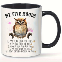 1pc, 11oz/330ml Creative Owl Ceramic Coffee Mug, Cute Cartoon Coffee Cup With Gift Box, Suitable For Office, Library, Outdoor Camping, Picnic, Travel