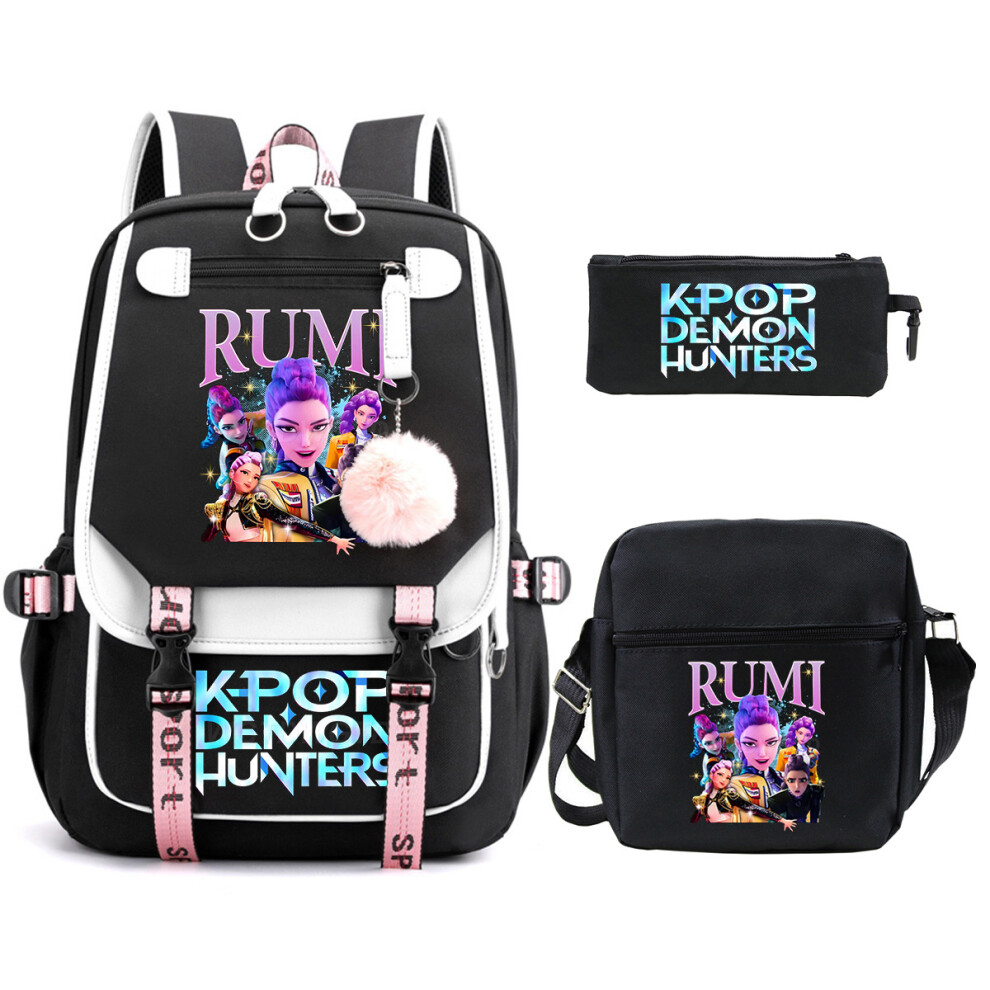 Demon Hunter Girl School Bag Set Black 3-Piece