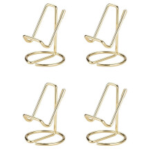 4X Business Card Holder for Desk, Metal Business Card Display Holder Stand, Office Desktop Name Card Holder (Gold)