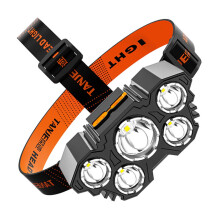 Lampada frontale a LED ad alta luminosità, basso consumo energetico, leggera, ricarica USB, torcia a 5 LED per campeggio