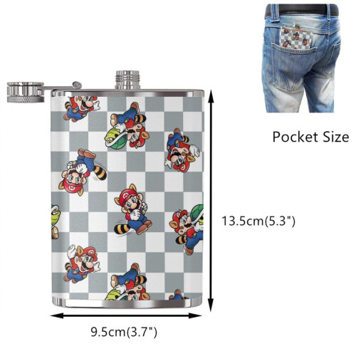 Super Mario 8oz Φιάλη από ανοξείδωτο ατσάλι για άνδρες και γυναίκες, φορητές φιάλες 1