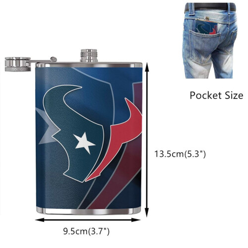 Texans Fagon Δερμάτινη φιάλη ισχίου από ανοξείδωτο ατσάλι 8oz - Κατάλληλη για τρόφιμα, 1