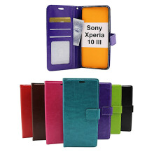 Portofel Crazy Horse compatibil cu Sony Xperia10III (XQ-BT52) Roz intens