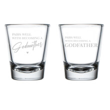 Set van 2 borrelglaasjes van 50 ml. Deze borrelglaasjes passen perfect bij de film 'Becoming A Godfather & Godmother'.
