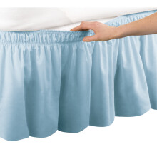 Jupe de lit enveloppante Collections Etc, volant anti-poussière élastique facile à installer, bleue, Queen/King