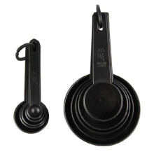 Ensemble de 10 pièces de mesure en plastique (5 tasses et 5 cuillères) pour ingrédients secs et liquides, idéal pour la cuisine et la pâtisserie.