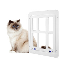25Cmw*31.5Cmh-White-Magnetic Pet Door, Easy Installation Cat Door Cat Flap Mosquito Net
