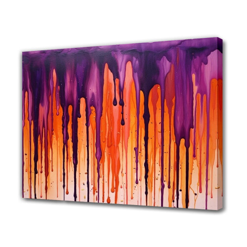 Pintura abstrata colorida em tons de roxo e laranja, pôster em tela, ideal para decoração de quarto e escritório, 20x30 cm (8x12 polegadas).