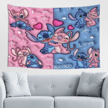 Stitch Love fali gobelin otthoni fali dekoráció fiúknak, lányoknak hálószoba dekoráció nappali 60*40 hüvelyk