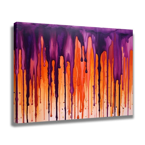 Pintura abstrata colorida em tons de roxo e laranja, pôster em tela, ideal para decoração de quarto e escritório, 20x30 cm (8x12 polegadas). 1