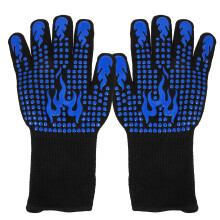 Gants de barbecue en silicone, maniques de cuisine anti-brûlure, en polyester et coton, pour enfants
