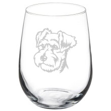 Verre à vin miniature sans pied, motif visage de schnauzer (50 cl)
