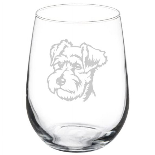 Ποτήρι κρασιού δώρο Μινιατούρα Schnauzer Face (17oz χωρίς κοτσάνι)