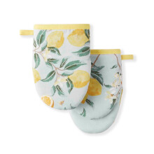 Lot de 2 mini maniques Lemon Whimsy - Gants de cuisine élégants en coton jaune résistant à la chaleur - Taille : 5,5 x 8 cm - Accessoire