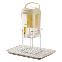Bouilloire à eau froide avec support et plateau, carafe à boisson avec robinet, pichet à infusion à froid pour jus, limonade, lait - Idéale pour
