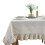 HGYCPP Rustic Vintage Flounces Ruffle Trim Tablecloth Washable Cotton Linen Table Cover 6