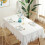 HGYCPP Rustic Vintage Flounces Ruffle Trim Tablecloth Washable Cotton Linen Table Cover 2