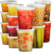 Nádoby na lahôdky s viečkami - 16 sád (8-32 oz liter + 8-16 oz pinta), vzduchotesné, bez BPA, vhodné do mikrovlnnej rúry a umývačky riadu