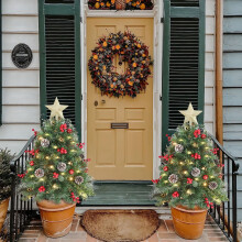 Gnobogi Christmas Ground Plug Needle Christmas Tree Mixed With Cones Red Fruit Tree on Clearance