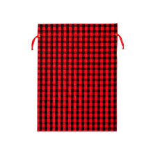Lot de 3 sacs cadeaux en tissu Ă carreaux rouges et noirs, 42 x 56 cm, pour les fĂŞtes ou toutes les occasions.