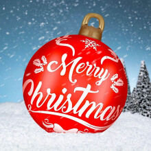 Boule de Noël gonflable géante Xerdsx24" en PVC, décoration extérieure pour jardin, pelouse, porche, décoration de Noël