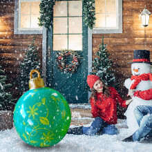 Décoration de Noël gonflable en forme de boule - Décoration de Noël géante pour l'extérieur, compatible avec les décorations festives de