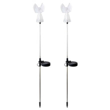 Pompotops2 stuks buitenverlichting op zonne-energie met engelmotief, meerkleurige LED-verlichting, waterdicht, decoratief voor in de tuin