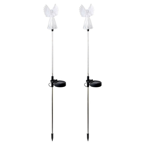 Pompotops2Pcs Εξωτερικό Ηλιακό Φως Άγγελου Πολύχρωμο LED Αδιάβροχο Διακοσμητικό Φως