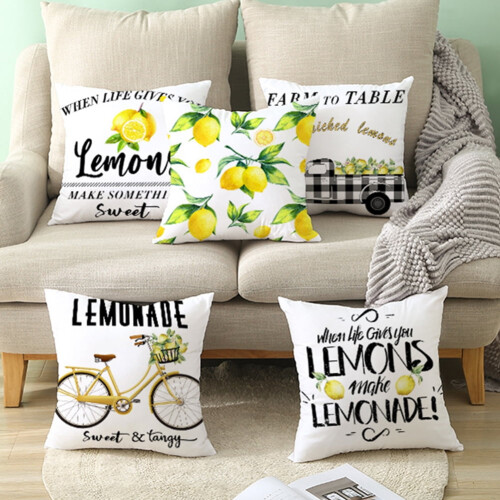 Μαξιλαροθήκες Cheer.US Lemon 18x18" Buffalo Check, συμβατές με καλοκαιρινή διακόσμηση 2