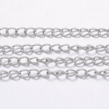 Verkleuringsbestendige schakelkettingen van 304 roestvrij staal voor het maken van sieraden, 3,5 x 2,5 x 0,5 mm, 10 meter per rol.