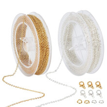 24 meter lange messing kabelketting met 60 karabijnsluitingen en 200 verbindingsringen voor het maken van kettingen, sieraden en accessoires, goud-
