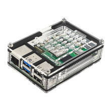 Capa protetora de acrílico jixopn para Raspberry Pi 5 4GB/8GB (com dissipador de calor preto)