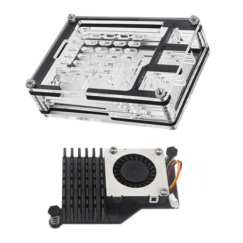 jixopn Ακρυλική Θήκη Προστατευτική για Raspberry Pi5 4GB/8GB (με Μαύρη Ψύκτρα) 1