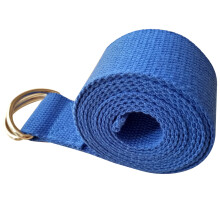 3Pcs Blue Cotton Yoga Strap with Metal D Ring, Adjustable for Exercise